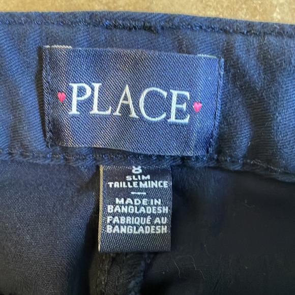 NWOT Two Pair 8 Slim Childrens Place Bootcut Uniform Chinos in Navy - Picture 2 of 6